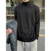 Camisa Base Gola Alta Meia MYQ Masculina Outono e Inverno Solta Quente Gola Média Alta Roupas de Outono Estilo Coreano Camiseta de Manga Longa Cor Sólida