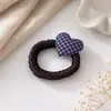 Elástico de Cabelo Xadrez Coração Estilo Coreano para Mulheres, Scrunchie de Alta Elasticidade, Acessório de Cabelo de Ponytail de Alta Qualidade, Acessório de Cabelo Doce e Cool, Faixa de Cabelo