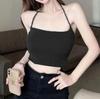 Top de Tirantes de Verano Puro Sexy Leche Dulce Chic para Ropa Exterior Cintura Alta Ombligo Corto Tirante Cuello Pequeño Chaleco para Mujer