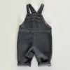 Macacão jeans infantil primavera/outono 2026, calça casual lisa unissex para bebê, macacão para bebê, estilo moderno