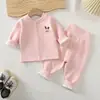 Ropa para Bebés y Niños Pequeños Anyang, Conjunto de Forro Polar para Otoño e Invierno con Protección para la Barriga, Ropa de Casa para Niños y Niñas, Tejido Térmico Cambiante