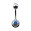Anillo Umbilical Doble Diamante de Acero Inoxidable Meier con Hebilla de Ombligo de Diamante Joyería de Perforación Corporal Transfronteriza con Clavo de Ombligo de Diamante