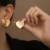 Pendientes Metálicos de Moda Creativa Estilo Ins Calados Corazón Estéreo Forma Geométrica Pétalos Estrella de Cinco Puntas Pendientes de Estilo Simple para Mujer