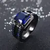 Venta Caliente Europea y Americana Amazon Joyería de Mano Anillo con Circonita Microincrustada Anillo de Zafiro para Mujer Adornos de Material de Aleación
