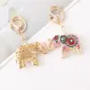 Chaveiro de Elefante com Diamantes Coloridos em Liga de Animal para Mulheres, Pingente de Bolsa de Carro, Argola de Chaveiro, Presentes Criativos Europeus e Americanos Transfronteiriços