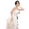 Vestido de Noche 2026 Estilo Nuevo Blanco Ligero Vestido de Boda con Aura, Sin Tirantes, Estilo Banquete, Como un Hada, Soñador, Vestido Estilo Bosque