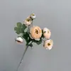 Camelia Artificial de Terciopelo de 7 Cabezas, Peonía Falsa, Accesorios de Boda, Decoración del Hogar, Lisianthus Multicapa, Camelia Lirio de Rocío