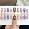 Manicura Portátil Cuadros Azules Café Estrella Blanqueamiento de Uñas de Alta Calidad Pegatinas para Uñas 30 Piezas Paquete de Tiras de Tamaño Pegatinas de Uñas Postizas Desmontables