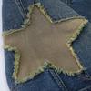 Shorts jeans bordados com estrelas, masculino, estilo verão, calça de marca da moda, solta, reta, média