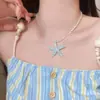 [Paraíso de Estrellas de Mar] Collar Creativo de Estrella de Mar DIY Cadena de Clavícula de Nicho para Viajes de Verano a la Costa Fotografía para Mujeres