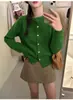 Suéter cárdigan de punto suave y cómodo para mujer, estilo japonés y coreano, cuello redondo, nueva colección de otoño, casual, adelgazante, color liso, de punto de un solo pecho