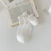 Calcetines Finos de Primavera y Verano Youjiaxiu para Mujer, Color Sólido, Borde Dulce con Volantes, Calcetines Cortos Rayados para Tobillo, Calcetines de Algodón