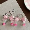 Pinza para el pelo de cereza dulce estilo coreano, Lazo rosa a cuadros lindo para el pelo, Banda para el pelo de cola de caballo para niños, Pinza para el pelo trenzada de cola de golondrina