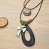 Novo Colar Criativo Estilo Coreano Simples de Corda de Cera de Camada Dupla Corrente Longa de Lã Cruzada Vintage Corrente Decorativa