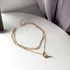 Collar de doble capa distintivo de estilo europeo y americano para mujer, estilo hip-hop, estilo frío, de Internet, elegante, de metal, cadena de clavícula.
