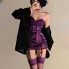 Corset Sexy Charmoso Tentação Roxo Decote Profundo Slim Alça Meninas Quentes Charme da Meia-noite Paixão Livre Uniforme
