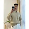 Suéter de gola alta meia-calça com design de nicho outonal suéter masculino grosso trançado estilo preguiçoso moda ins marca top