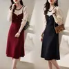 Vestido de dos piezas estilo Hong Kong, suave y elegante, estilo coreano, con efecto rejuvenecedor, vestido suéter de punto para otoño