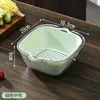 Bacia de Lavagem de Vegetais de Camada Dupla Cesta de Escorrer Conjunto de Oito Peças Cozinha Sala de Estar Doméstico Bandeja de Lavagem de Frutas Cesta de Plástico Simples para Vegetais