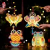 2026 Nuevo Festival de Medio Otoño Linterna de Conejo Portátil para Niños Kit de Materiales para Manualidades DIY Estilo Antiguo de Dibujos Animados Flor Brillante