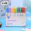 Set de Plumas de Contorno Doble Línea Superventas de Amazon Estudiante Multicolor Marcador para Diario DIY Graffiti Pluma de Contorno Colorida