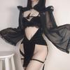 Conejo de Fuego Bruja Oscura Seda Hueca Manga Cheongsam Traje Traje de Juego de Bruja Tirante Ropa Interior Sexy Uniforme 8102