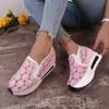 Sapatos Individuais para Mulheres, Mocassins de Verão, Sapatos Femininos de Renda e Malha Tamanho Grande, Salto Alto Casual Slip-on, Aumento Interno Sapatos Femininos para Exportação