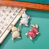 Estilo Chino Brocado Song Conejo Corriendo Accesorios DIY Lindo Colgante de Collar de Conejo Corriendo Bolsa Hanfu Adorno Colgante Creativo Cultural