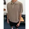 Camisa Polo Tricotada de Manga Curta para Homens com Design Falso de Duas Peças, Gola Henley Seagull, Estilo Old Money, Atacado de Fábrica Transfronteiriço de Verão