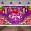 Bestseller transfronterizo de Amazon: Tela de fondo temática de Diwali con estampados de pavo real y lámpara de aceite de alta definición, perfecta para fiestas y decoraciones festivas