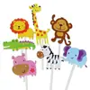 Bandera de Escena de Pastel de Cumpleaños Paraíso del Bosque de Animales Pequeños Inserto Elefante León Mono Jirafa Set Tarjeta Inserto