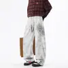 Pantalones Tie-Dye con Estampado de Leopardo Estilo Americano para Hombre, Primavera y Otoño, Tallas Grandes, Marca de Moda, Pantalones Casuales Sueltos de Pierna Recta Ancha