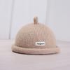 Sombrero de Propietario Tejido de Color Sólido Unisex con Estilo Coreano Ins Otoño e Invierno Simple con Letras Pequeña Etiqueta Borde Enrollado Sombrero Melón Atuendo Moderno y Cool