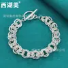 Belleza del Lago Oeste Pulsera de Anillo Doble Lisa Retorcida de Plata Joyería