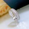 Novo Anel 2023 Mu Jing Novo Anel com Ajuste Completo de Microdiamantes Princess Precision S925 Prata Sem Borda Cruzamento Europeu e Americano