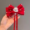 2025 Horquilla para el pelo con lazo para niña, horquilla roja para niña, accesorios para el pelo de princesa para bebé de Año Nuevo