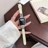 Correa de Cuero con Perla y Circonita Estrella Adecuada para Apple Watch iWatch Décima Segunda Generación 11/10