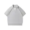 Camiseta de Manga Corta de Punto Falsa de Dos Piezas Estilo Old Money para Hombre, Mezcla de Lino, Marca de Moda Callejera de Verano, Camisa Polo