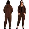 411# forrado com fleece Espessado Celebridade da Internet Moda Mãe Conjunto Harlan Feminino Outono e Inverno Novo Conjunto Casual Solto de Duas Peças