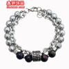 Fabricantes em estoque pulseira masculina tendência hip-hop tecida à mão aço titânio não desbota senso de alto padrão joias de mão atacado