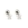 Pendientes de estrella de acero de titanio de moda coreana, diseño simple, piercing unisex, conjunto de pendientes de botón, joyería de moda