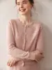 Cardigan Flor de Pérola Feito à Mão Novo Estilo Gola Redonda Manga Longa Tricotado em Cashmere Cardigan Feminino Suéter Elegante Casaco de Suéter de Cashmere