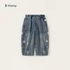 La marca G selecciona ropa infantil, nueva colección de otoño de pantalones infantiles, pantalones largos para niños pequeños, pantalones de pierna curva para niños, versátiles pantalones vaqueros con estampado de estrellas