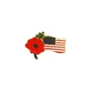Nuevos Artículos Europeos y Americanos Transfronterizos Más Vendidos: Broche Conmemorativo de la Bandera de Estrellas y Rayas del Día de la Independencia Estadounidense, Flor de Amapola, Accesorio Exquisito de Moda y Versátil