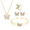 Conjunto de cuatro piezas de collar con forma de corazón con diseño creativo europeo y americano con nuevo diseño de mariposa de diamantes transfronterizos