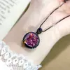 Novo Estilo Quadrado Grande Corte Radiante Ouro Negro Personalizado Zircônia Rosa Anel Aberto Colar Pingente Conjunto de Duas Peças