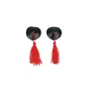 Brinquedos sexuais para adultos coração vermelho em forma de pequenas lantejoulas franja com bigode adesivo para seios silicone invisível sem marcas adesivo para peito gotas de sangue