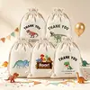 Bolsita de Algodón Lino Tema de Dinosaurios con Cordón Transfronteriza gracias Fiesta de Cumpleaños Infantil Bolsita para Dulces