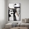 Pintura artística nórdica en blanco y negro para sala de estar, dormitorio, pintura decorativa, belleza artística, fumando, figura abstracta creativa, pintura colgante sin marco