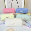2025 Nova Bolsa Estojo Ins para Meninas Bolsa de Armazenamento de Papelaria de Alto Valor Literária Fresca Nicho Cor Pura Plissada Bolsa de Maquiagem